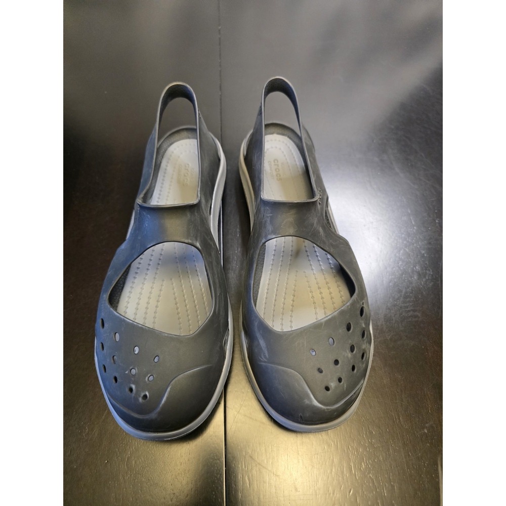 Crocs Swiftwater Wave Womens‎ 8 Black Gray Comfort Sandal Mary Jane Watershoe